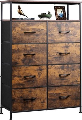 8-Drawer Fabric Dresser w/Open Shelf,Clothes Storage Tower Organizer for Bedroom