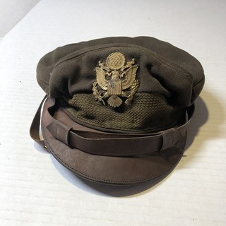 Vtg WW2 US Army Officer Wool Visor Cap Hat ORIGINAL Uniform Silverwoods MTL