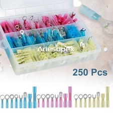 250x Heat Shrink Wire Connectors Electrical Ring Fork Spade Crimp Terminals Kit