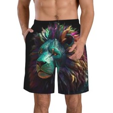 Hawaiian Shorts Abstract Print Swimwear Bathing Beach Vacation Mens