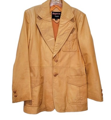 Vintage Esprit by Campus Beige Leather Western Jacket Women s SZ 40 Lined