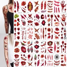 Halloween Scar Tattoo Temporary Body Tattoo Sticker Blood Fake Waterproof