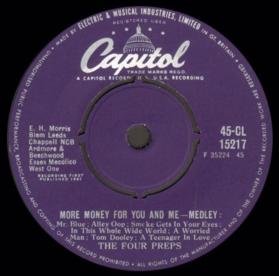 The Four Preps - More Money For You And Me - Medley (7'', Single)