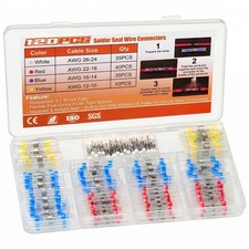 120PCS Solder Seal Wire Connectors Heat Shrink Butt Connectors Kit