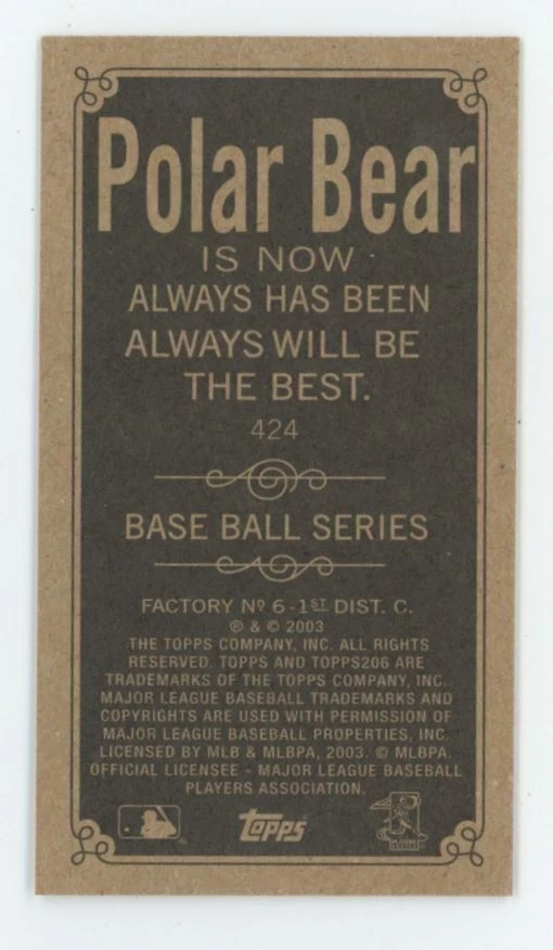 Jeremy Hermida 2002 Topps 206 Mini Polar Bear Back #424 Florida Marlins - Image 2 of 2