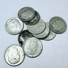 ROOSEVELT SILVER DIMES, LOT OF 10, 90% SILVER CIRCULATED COINFREE SHIPPING #9851
