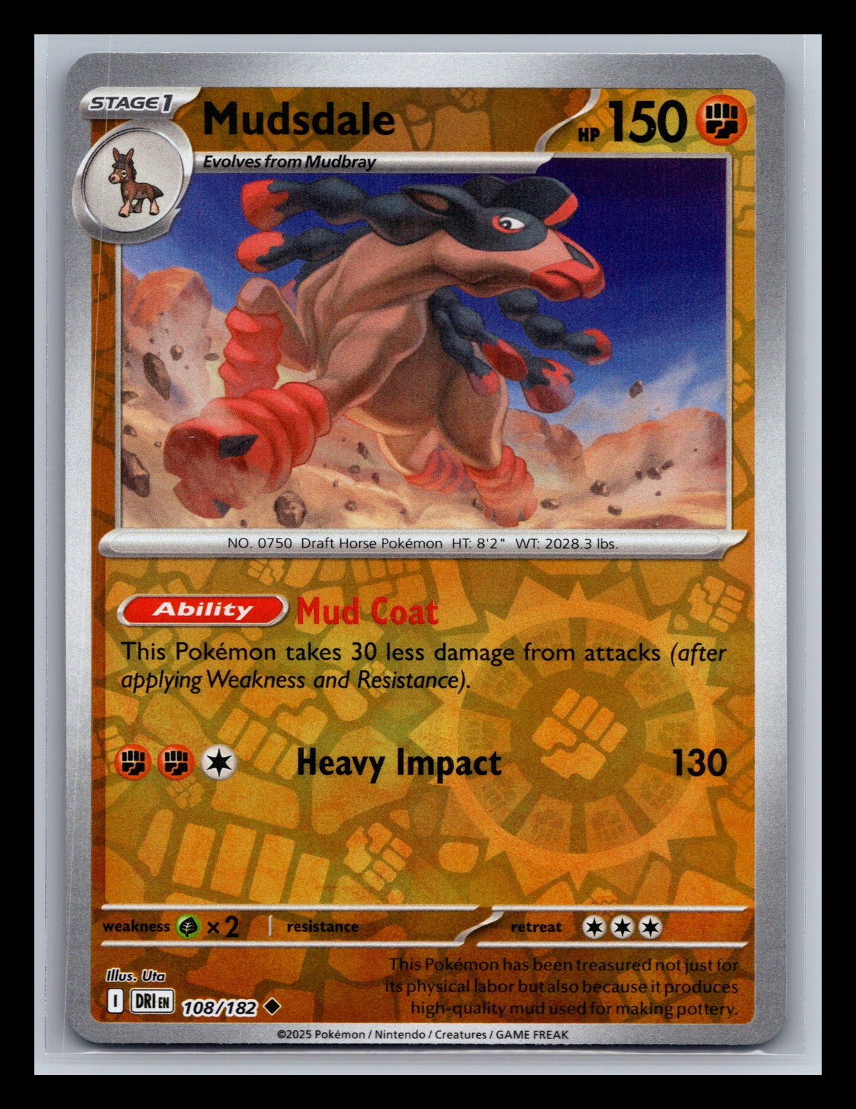 Pokémon TCG Destined Rivals Mudsdale 108/182 NM Reverse Holo