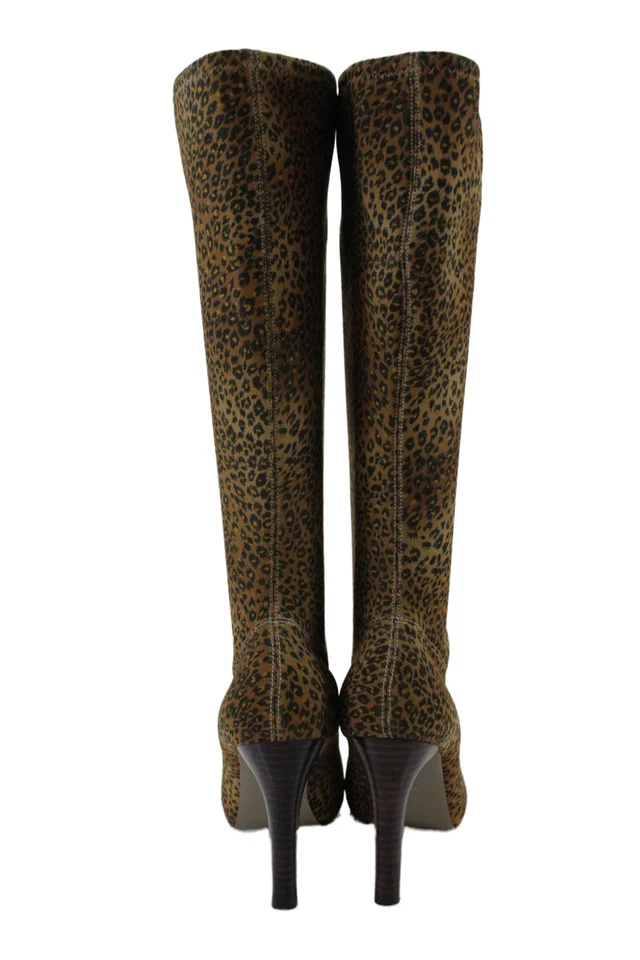 Женские эластичные сапоги до колена с анималистическим принтом Martinez Valero коричневые размер 8 - Изображение 3 из 4