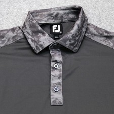 Footjoy FJ Polo Shirt Men's Medium Grey Camouflage Golf Performance Stretch Logo