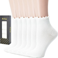 Women'S Trim Ruffle Frilly Turn Cuff Socks - Cute Vintage Dress Crew Ankle Boot