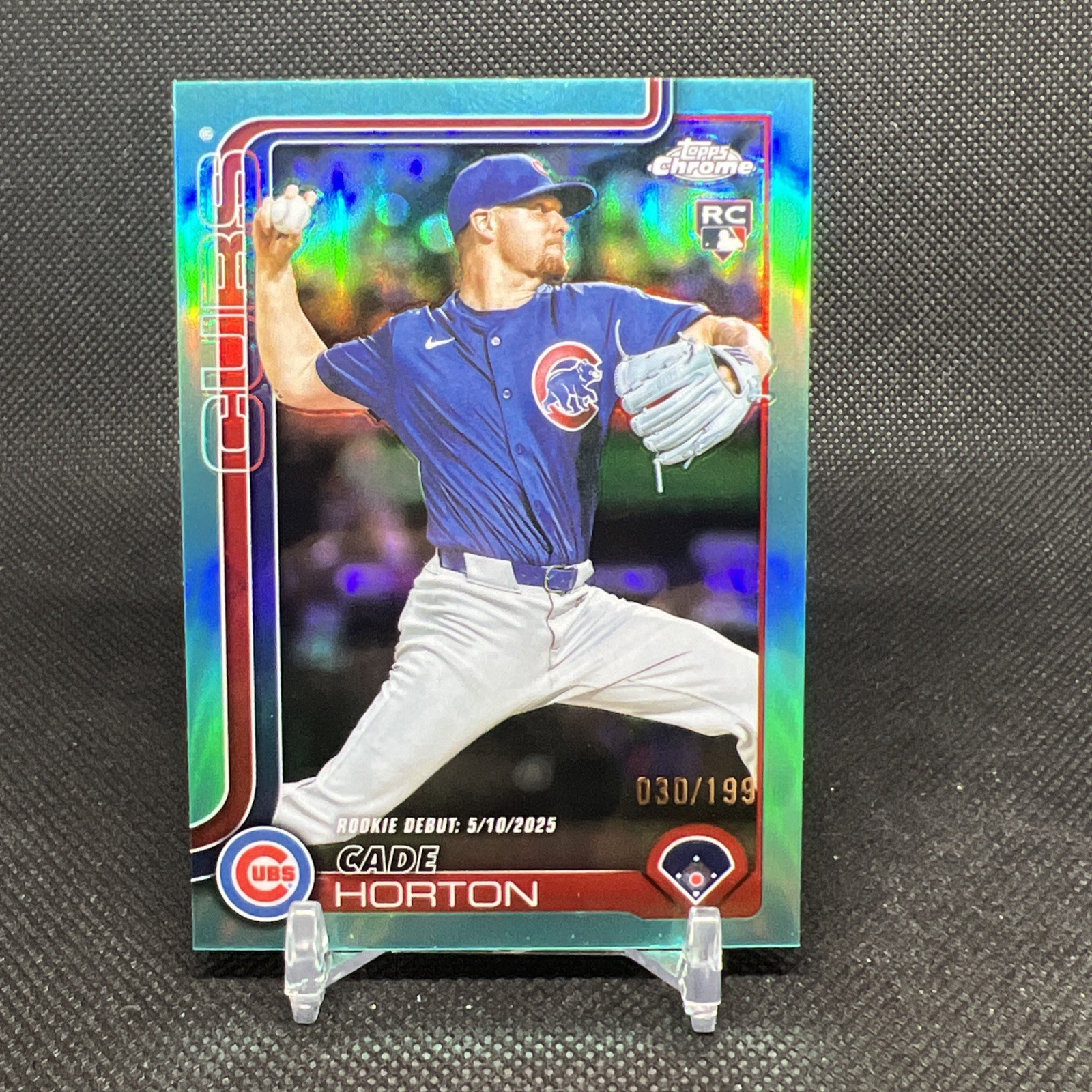 2025 Topps Chrome Update Cade Horton Cubs Aqua Refractor /199 RC #USC63