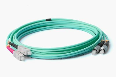 CONBIC  4m SC FC Fibre Optic Cable OM3 Fibre Optic Duplex 50/125 Fibre Optic Aqua