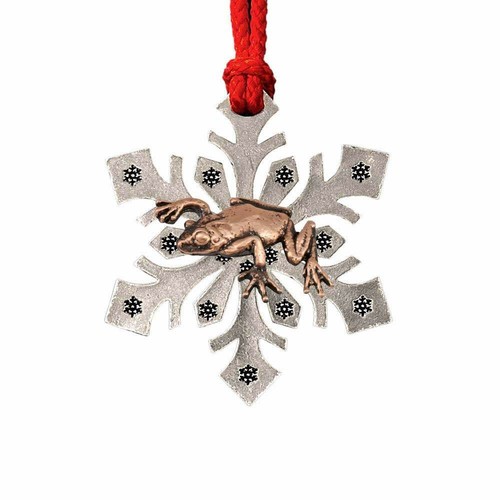 Adornos de árbol de Navidad copo de nieve con rana de peltre y lagartos, hechos en EE. UU. - Imagen 24 de 33