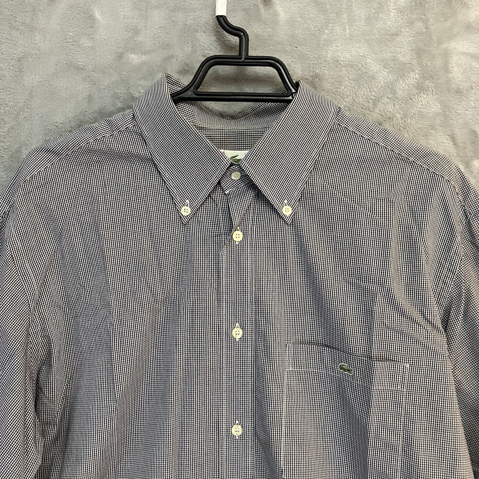 Lacoste Shirt Mens Size 45 (XL) Brown Black Pin Stripe Long Sleeve 100percent Cotton image 2