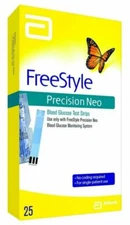 Free Style Precision Neo Blood Glucose Test Strips 25ct *Free Ship* 01/2026+