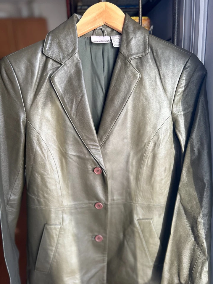 Gabardina de cuero Newport News larga midi retro Mob Y2K de colección años 90 para mujer talla P Foto 2 de 4