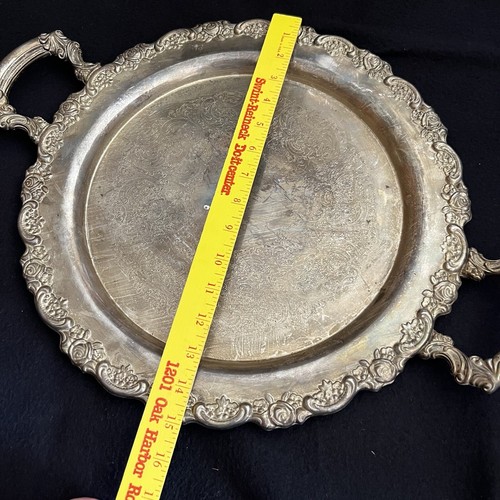 Vintage Silver Plated Round 15” Tray with Handles - Picture 10 of 18