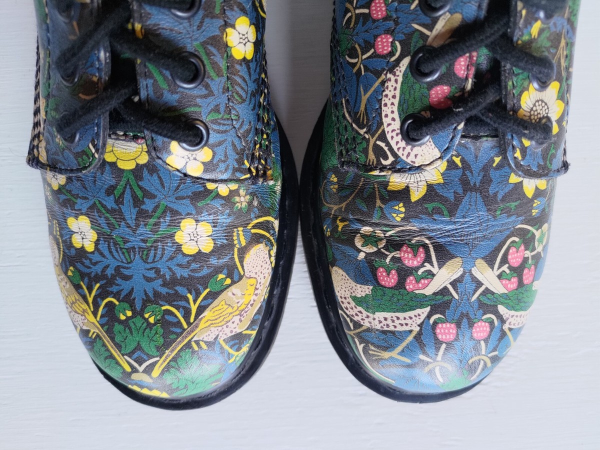 1 DOC DR. MARTENS X LIBERTY STRAWBERRY THIEF LEATHER BOOTS 1 DOC DR. MARTENS X LIBERTY STRAWBERRY THIEF LEATHER BOOTS