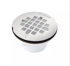 3-1/2" Round PVC Shower Drain with Stainless Steel Grid - 2" Drain