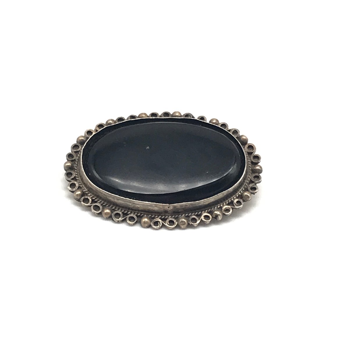 アクセサリー vintage silver925 onyx brooch Vintage 925 Sterling Silver Old Mexico Black Onyx Oval