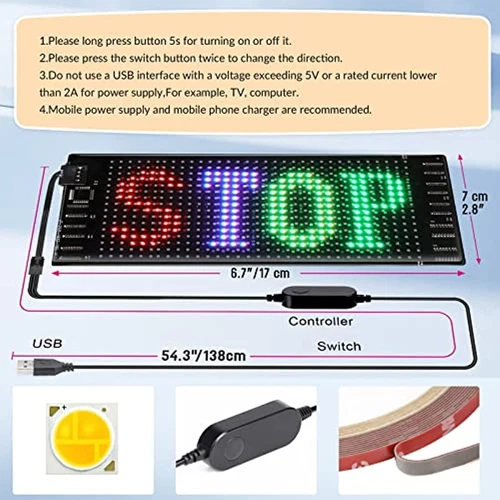 Luce LED Occhi di Diavolo per Auto Modello di Testo Digitale Piccola Bacheca Bluetooth - Foto 7 di 16