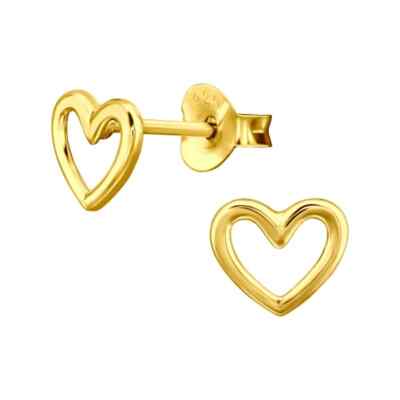 [LLOYD] 韓国アクセ☆14K Gold☆Daily Basic Heart Earrings 14K Gold Plated Sterling Silver Open Heart Earrings Dainty