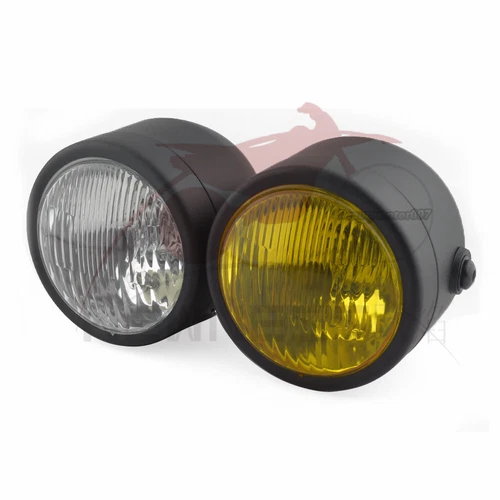 Twin Round Black Amber lens Headlights Motorcycle for Dominator  Streetfighter