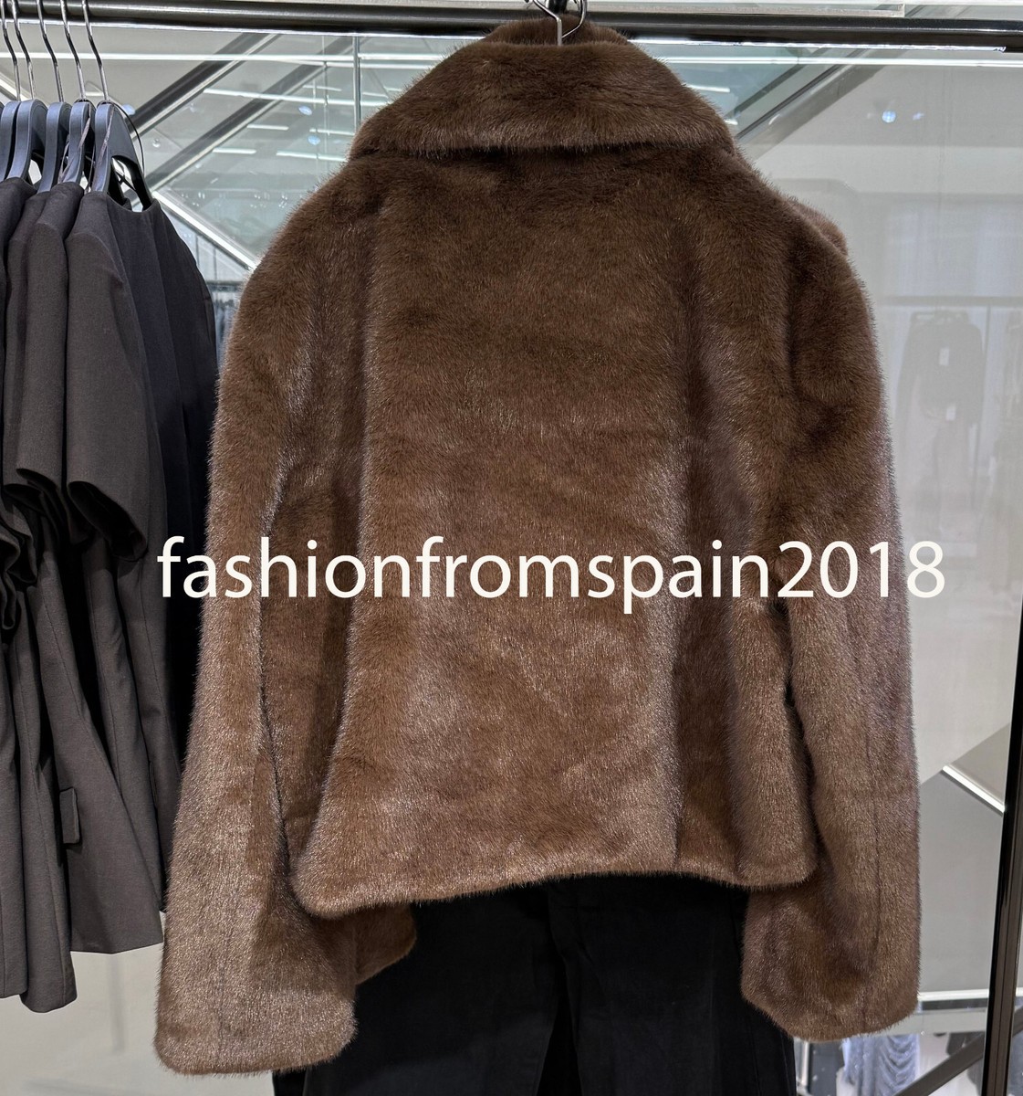ZARA NEW WOMAN SHORT FAUX FUR JACKET TOBACCO BROWN XS-XXL