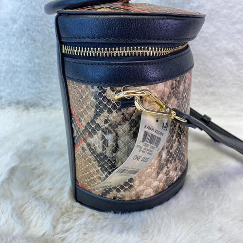 Y2K INC Bandolera Cubo Bolso de Mano Cartera Talla Única Marrón Multi Serpiente Estampado Cuero - Imagen 9 de 16