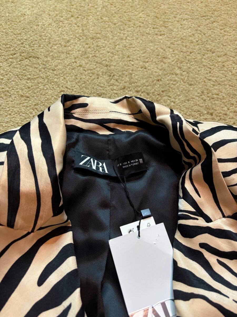 NWT Zara Beige Black Satin Zebra Print Relaxed Oversized NWT Zara Beige Black Satin Zebra Print Relaxed Oversized