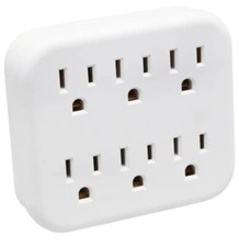 6 Grounded Outlets Tap Electric General Wall Outlet Extender 6 Prong Multi Plug