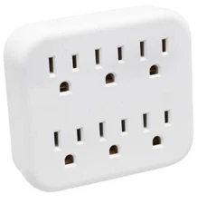 6 Grounded Outlets Tap Electric General Wall Outlet Extender 6 Prong Multi Plug 
