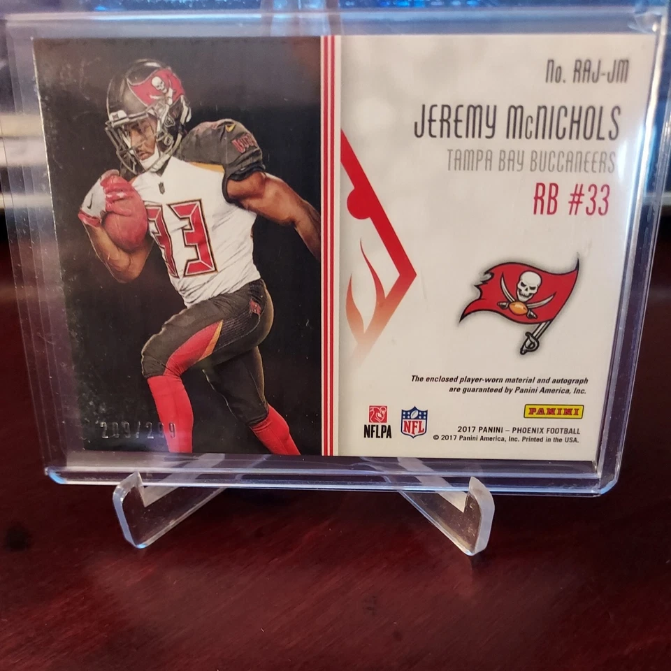 Jeremy McNichols 2017 Phoenix Rookie Jersey Auto Card #RAJ-JM Serial #209/299 - Image 4 of 4