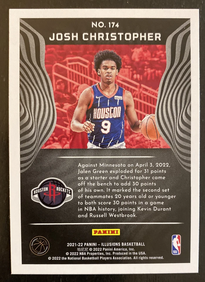 2021-22 Illusions Basketball JOSH CHRISTOPHER RC Rookie #174 Houston Rockets - Image 2 of 2