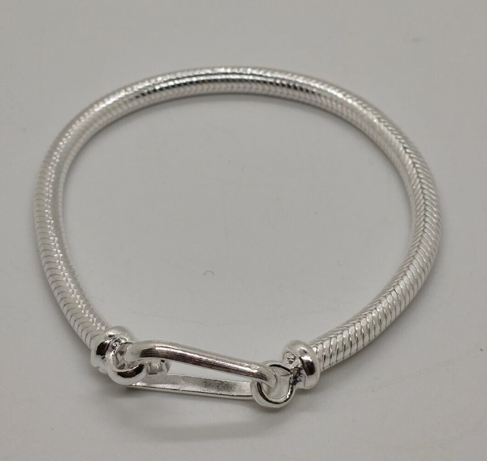 BRACCIALE SNAKE SERPENTE ARGENTO 700 UOMO TIBETANO CODA TOPO INDIA CM 20.9 S3.1 - Immagine 3 di 4