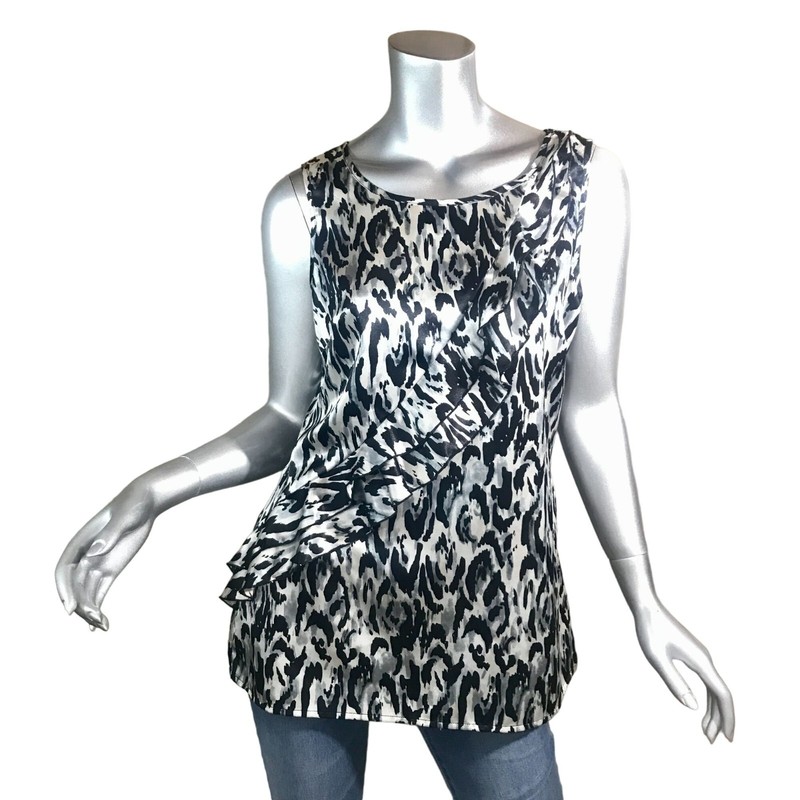 Maurices Women's Medium Sleeveless Satin Animal Leopard Print Blouse Ruffle...