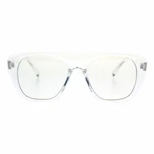 Retro 70's Fashion Clear Lens Glasses Flat Top Trapezoid Frame UV 400