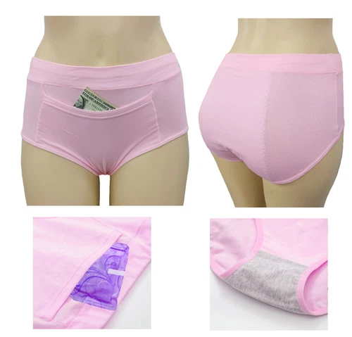 5pk Cotton Panties Womens New Double Layer Leak Proof Sanitary Menstrual Period - Picture 4 of 24