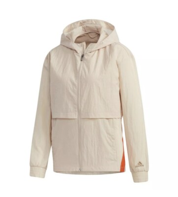 NWT$70 Adidas Women's U-4-U WindBreaker Jacket Ash Pearl Multi Sport FZ GH4461