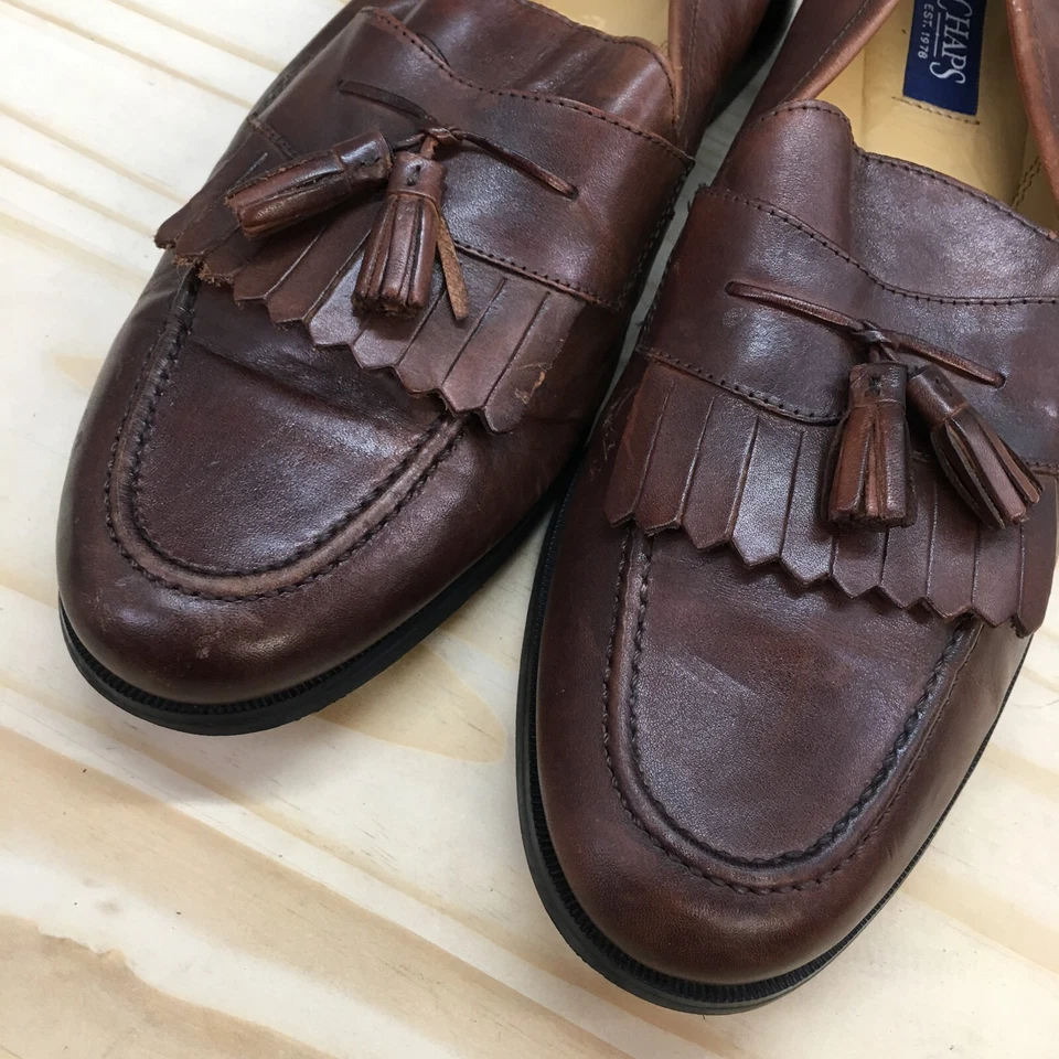 Chaps Zapatos Para Hombres 11M Kiltie Borla Mocasines Informales 096-8102 Cuero Marrón Sin Cordones Foto 4 de 4