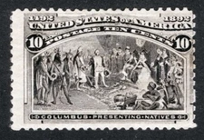 US Sc 237 Black Brown 10¢ Small Hinge Remnant Original Gum