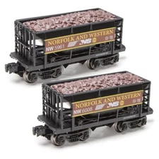 O Gauge 2-Piece Ore Cars - NORFOLK & WESTERN - New Item - Free Shipping