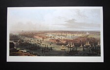REPRO  13.90" x 8.00"  PRINT  LONDONS  DOCKLANDS AT  WAPPING    18th CENTURY