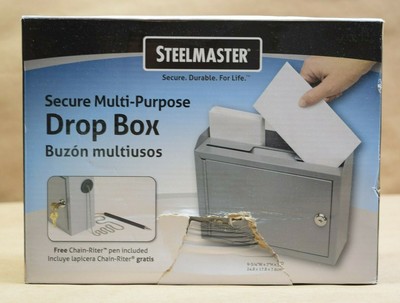 Steelmaster Multi Purpose Steel Drop Box Gray Office Products Office Supplies