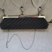 Vintage Elegant Evening Pleated Satin Cloth Clutch Black