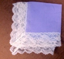 Ladies Vintage Hankie Lavender and Lace Handkerchief 10" Square