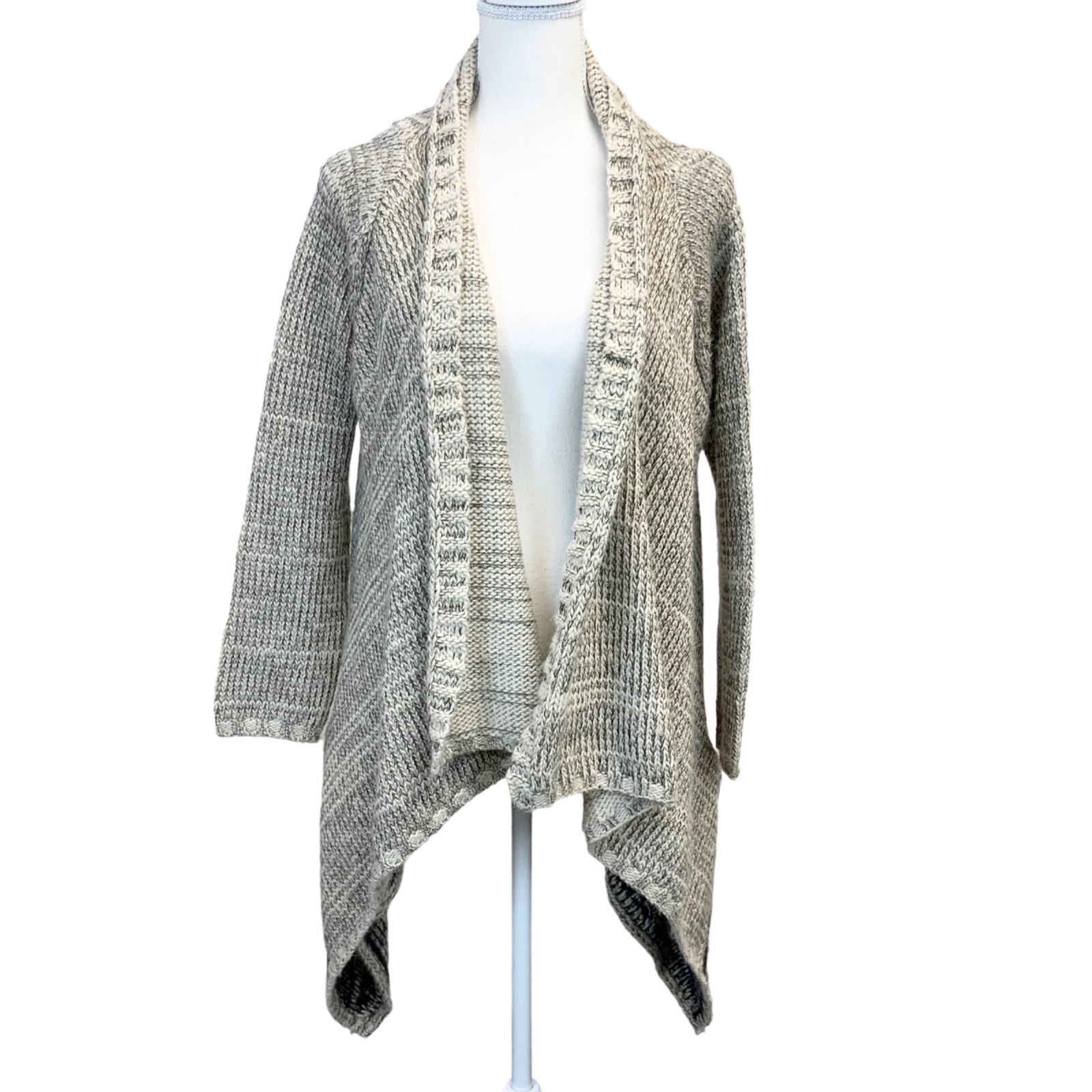 BCBGMaxAzria Boho Waterfall Cardigan Chunky Knit Open Sweater In Tan Size  Medium | eBay