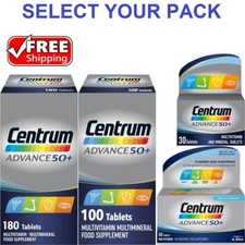Centrum Advance 50 Plus Multivitamins & Minerals Tablet 30-60-100-180 Tablets UK