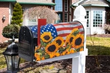 Magnet Mailbox-Covers Post-Letter-Wraps - Sunflower US-Flag Sunflower & Us Flag
