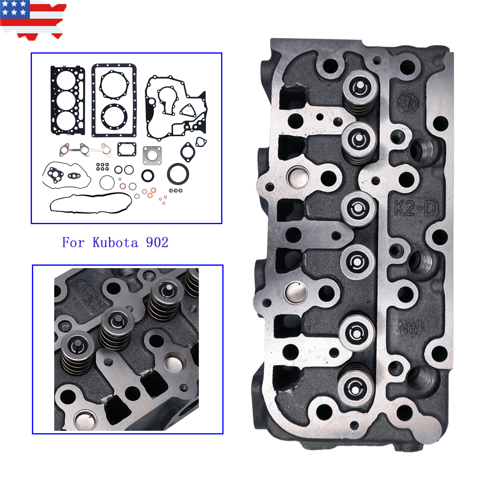 Kubota D902 Complete Cylinder Head RTV900 Tractor Gasket Kit 1G962